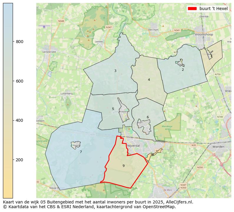 Afbeelding van de buurt ’t Hexel op de kaart.