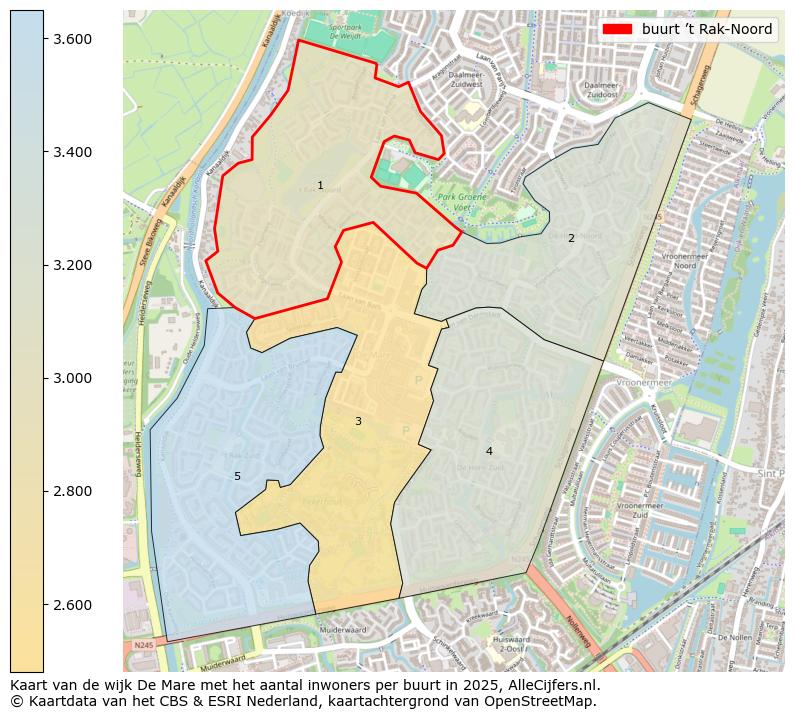 Afbeelding van de buurt ’t Rak-Noord op de kaart.