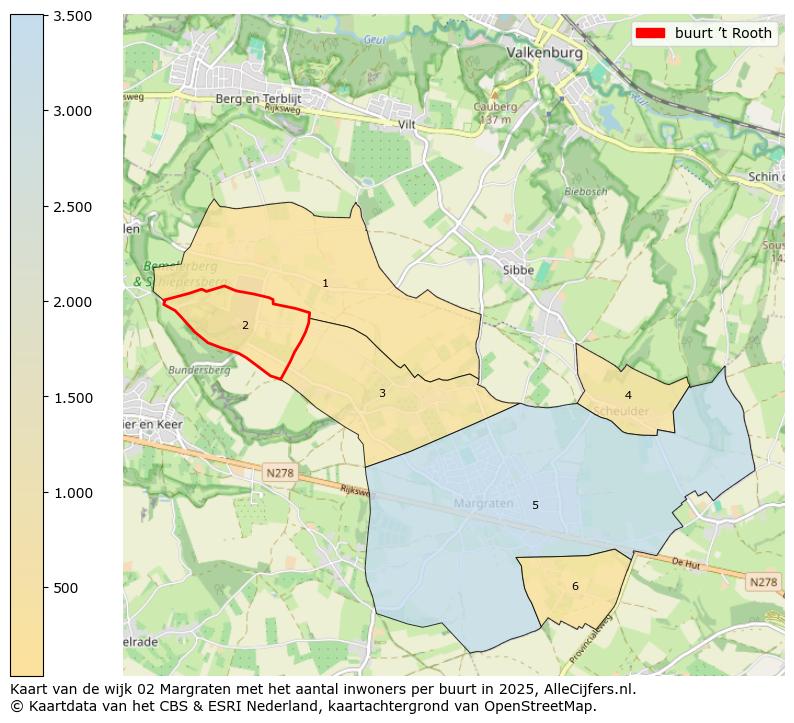 Afbeelding van de buurt ’t Rooth op de kaart.