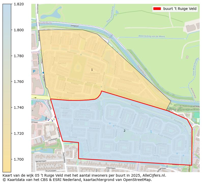 Afbeelding van de buurt ’t Ruige Veld op de kaart.