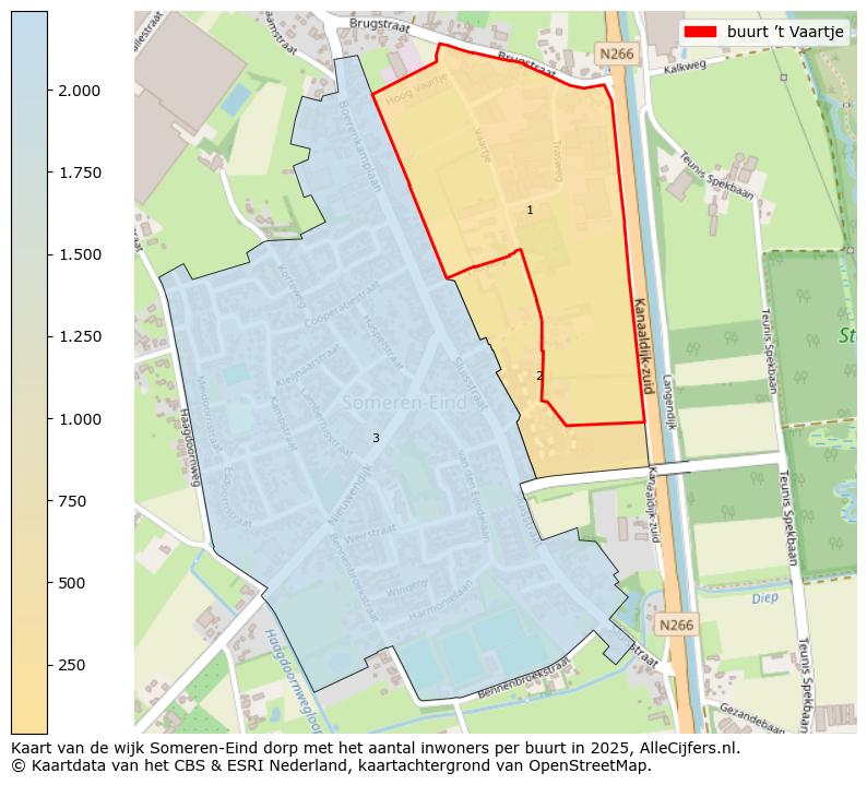 Afbeelding van de buurt ’t Vaartje op de kaart.