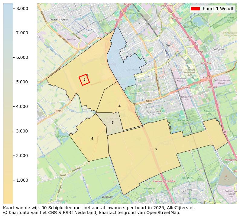 Afbeelding van de buurt ’t Woudt op de kaart.