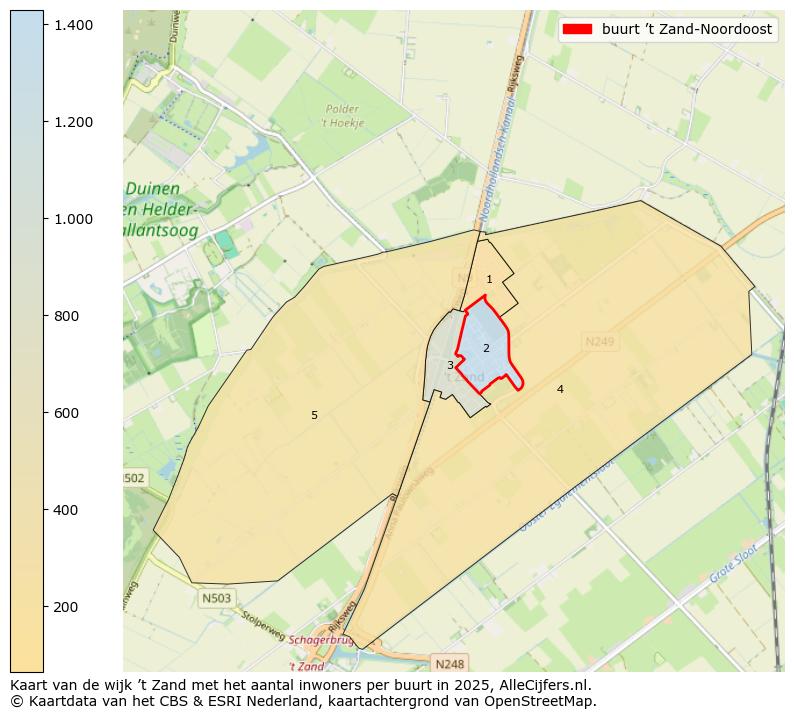 Afbeelding van de buurt ’t Zand-Noordoost op de kaart.