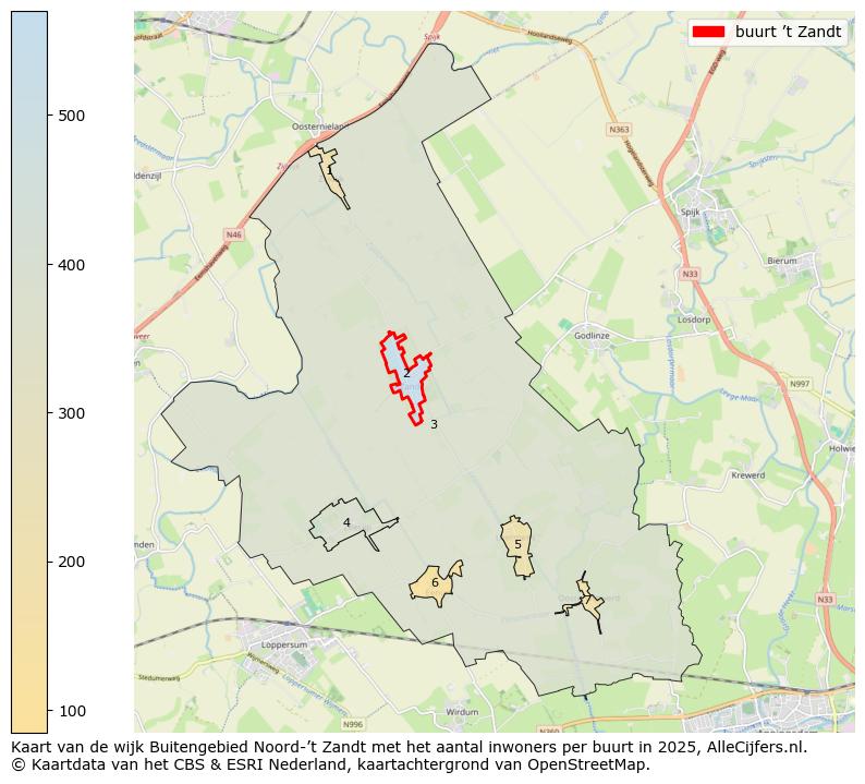 Afbeelding van de buurt ’t Zandt op de kaart.