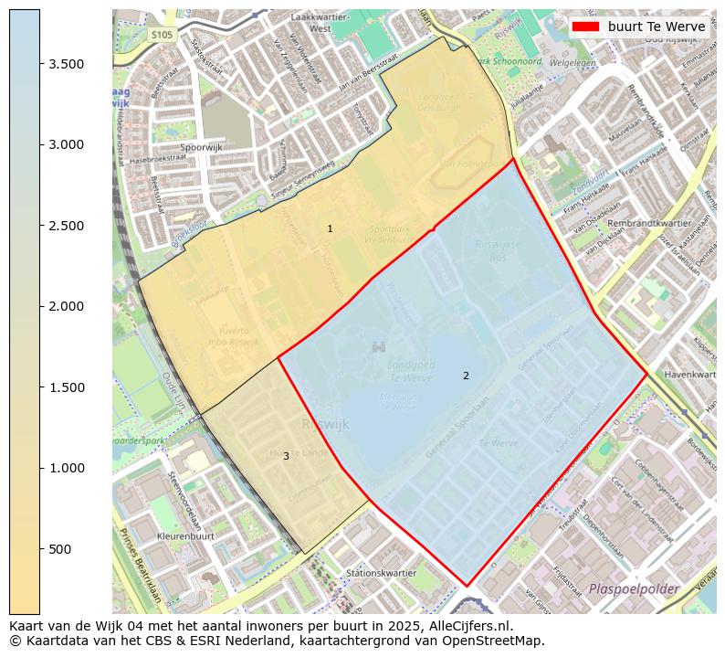Afbeelding van de buurt Te Werve op de kaart.