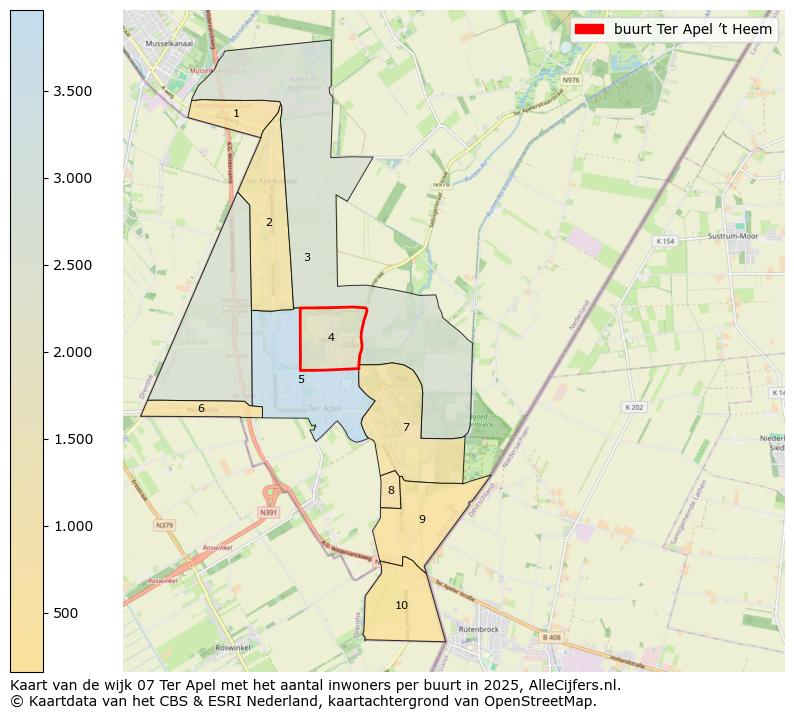 Afbeelding van de buurt Ter Apel ’t Heem op de kaart.