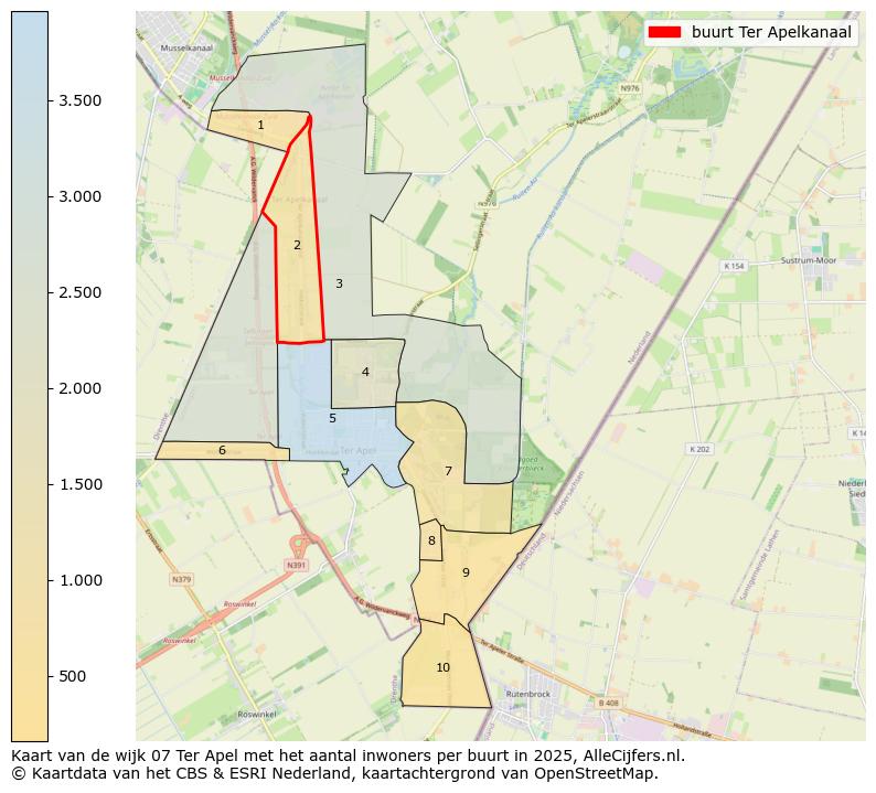 Afbeelding van de buurt Ter Apelkanaal op de kaart.