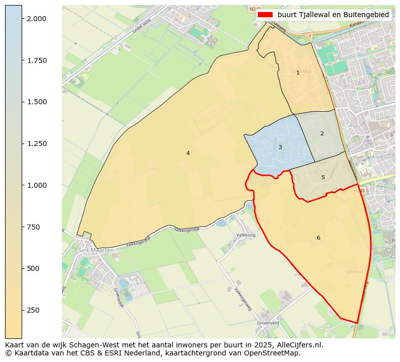 Afbeelding van de buurt Tjallewal en Buitengebied op de kaart.