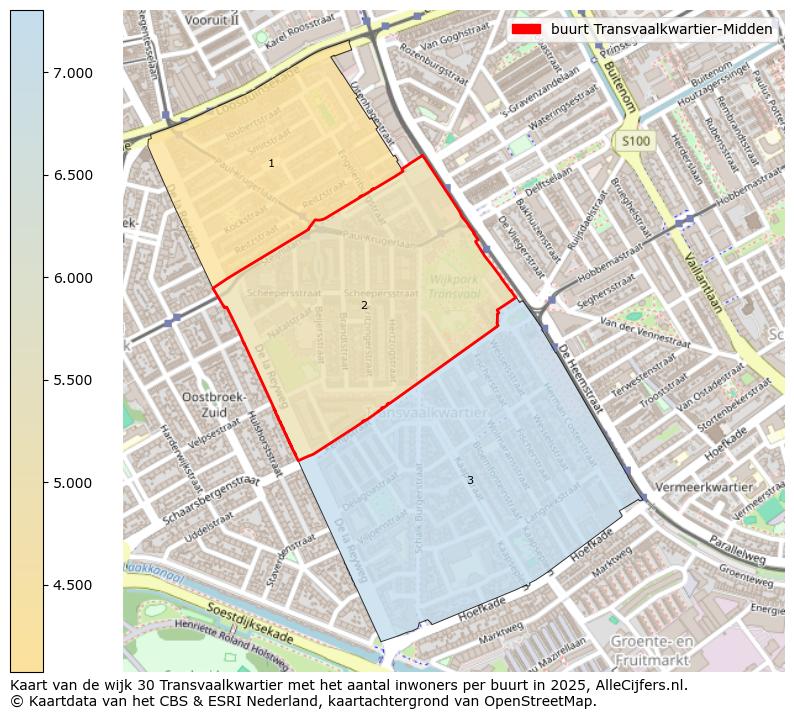 Afbeelding van de buurt Transvaalkwartier-Midden op de kaart.