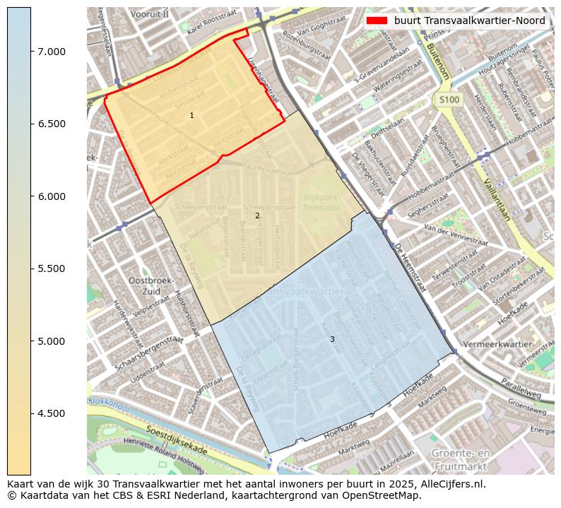 Afbeelding van de buurt Transvaalkwartier-Noord op de kaart.