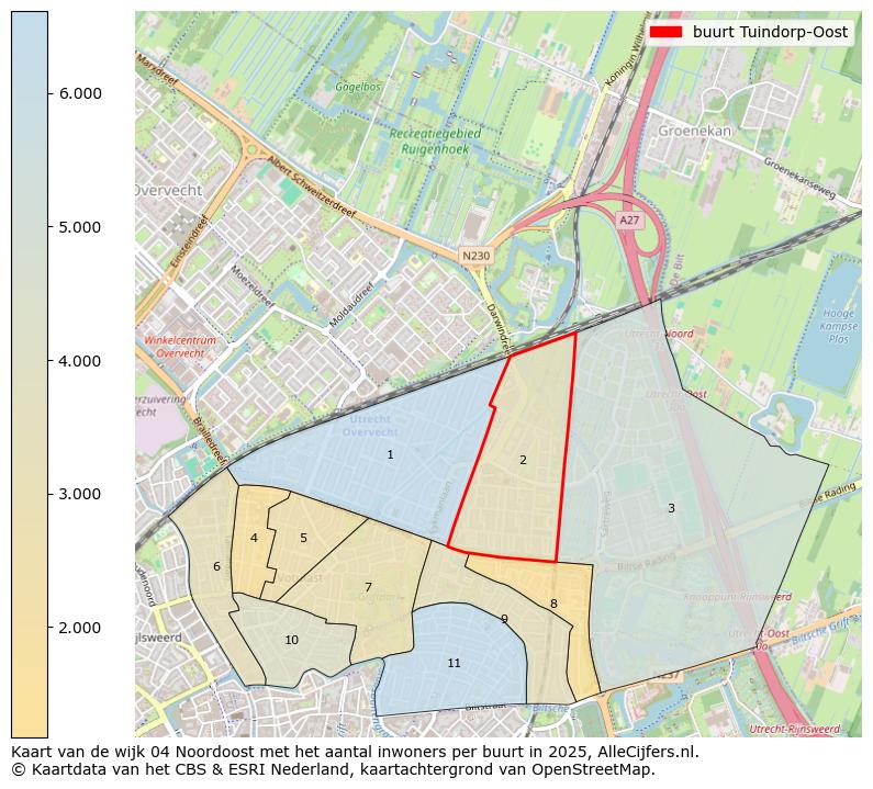 Afbeelding van de buurt Tuindorp-Oost op de kaart.