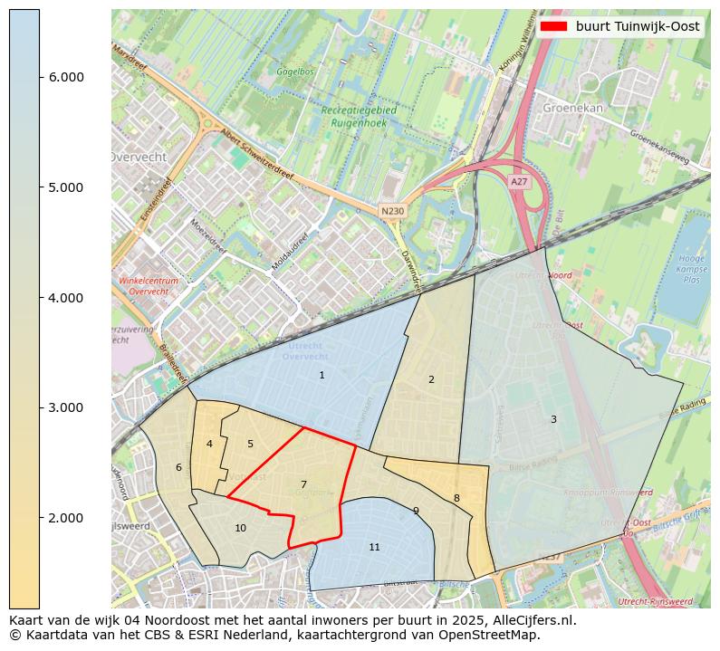Afbeelding van de buurt Tuinwijk-Oost op de kaart.