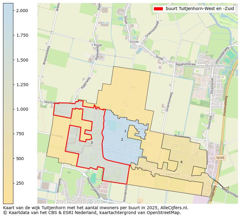 Afbeelding van de buurt Tuitjenhorn-West en -Zuid op de kaart.