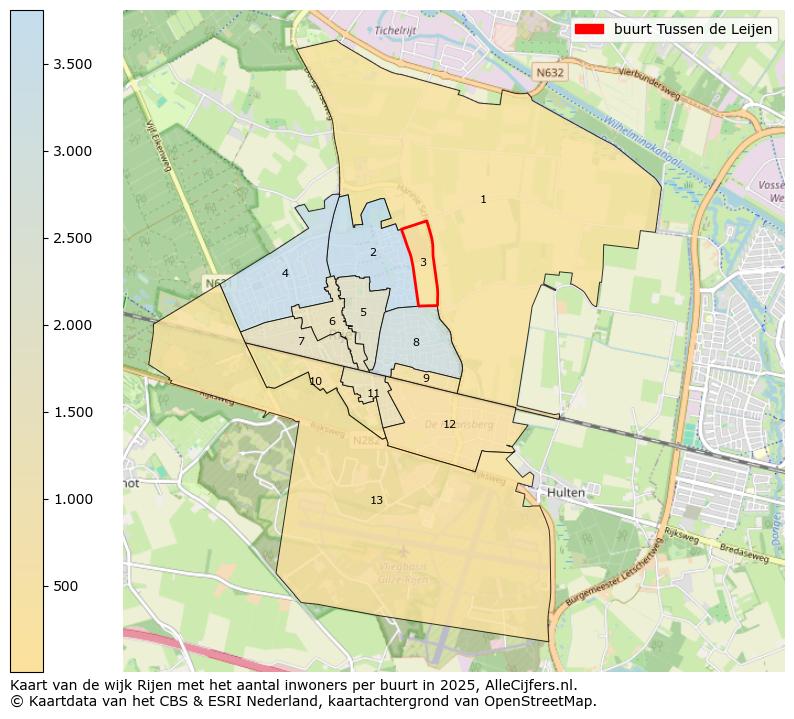 Afbeelding van de buurt Tussen de Leijen op de kaart.