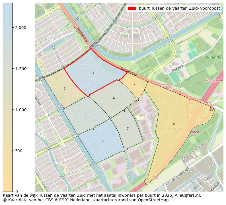 Afbeelding van de buurt Tussen de Vaarten Zuid-Noordoost op de kaart.