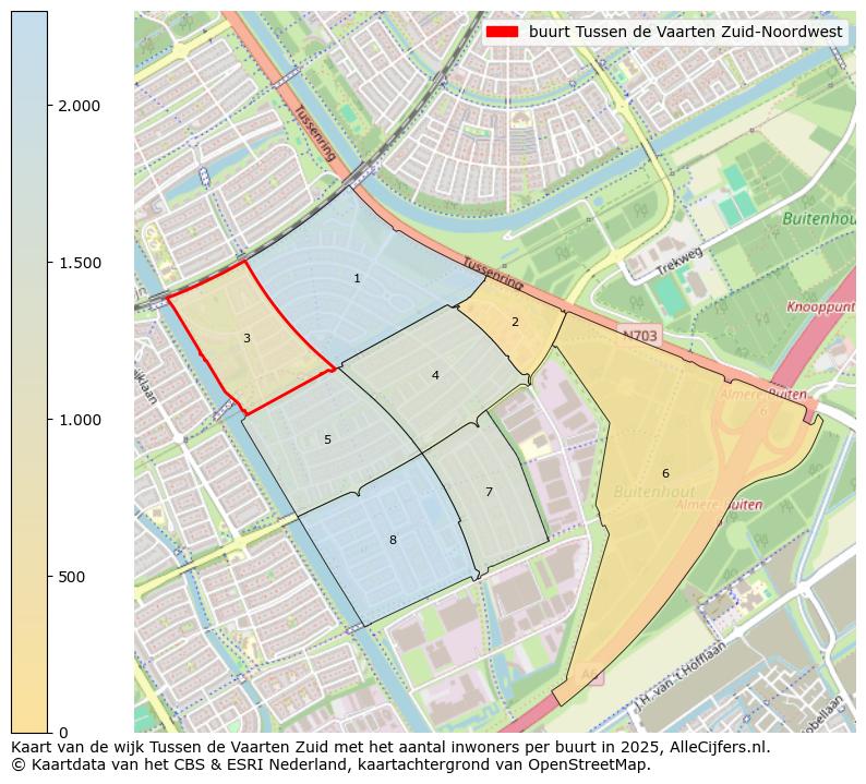Afbeelding van de buurt Tussen de Vaarten Zuid-Noordwest op de kaart.