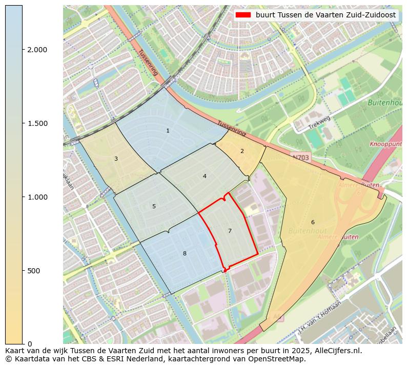 Afbeelding van de buurt Tussen de Vaarten Zuid-Zuidoost op de kaart.