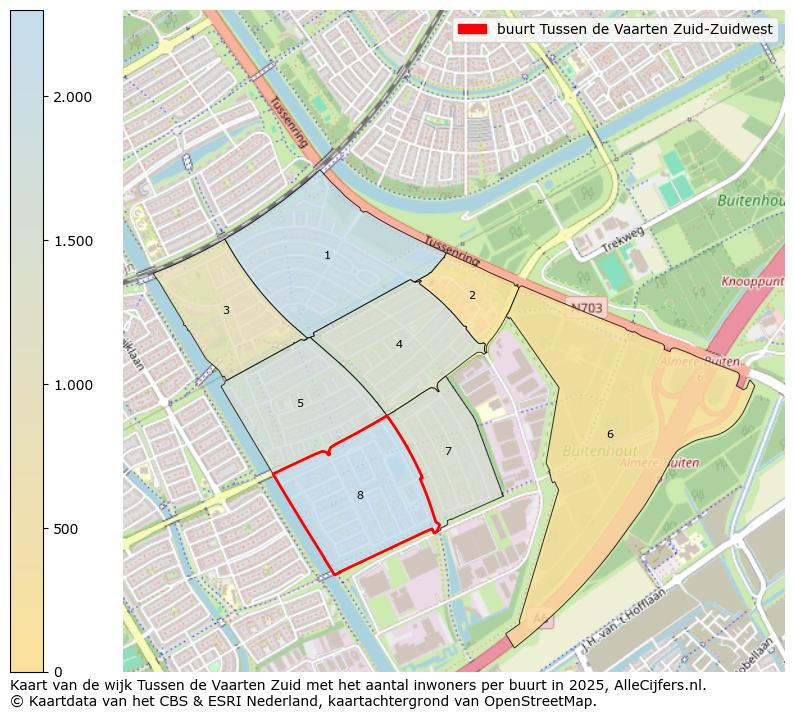 Afbeelding van de buurt Tussen de Vaarten Zuid-Zuidwest op de kaart.