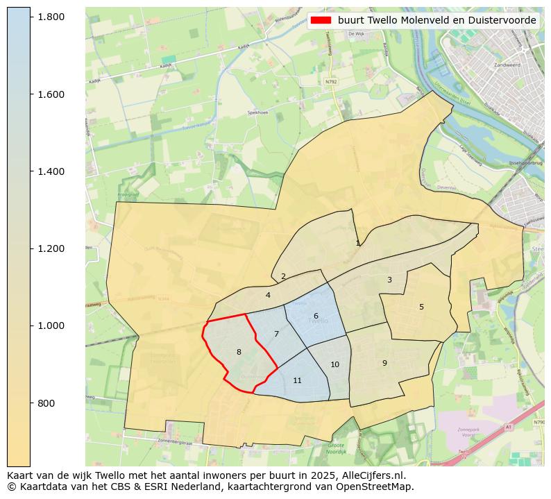Afbeelding van de buurt Twello Molenveld en Duistervoorde op de kaart.