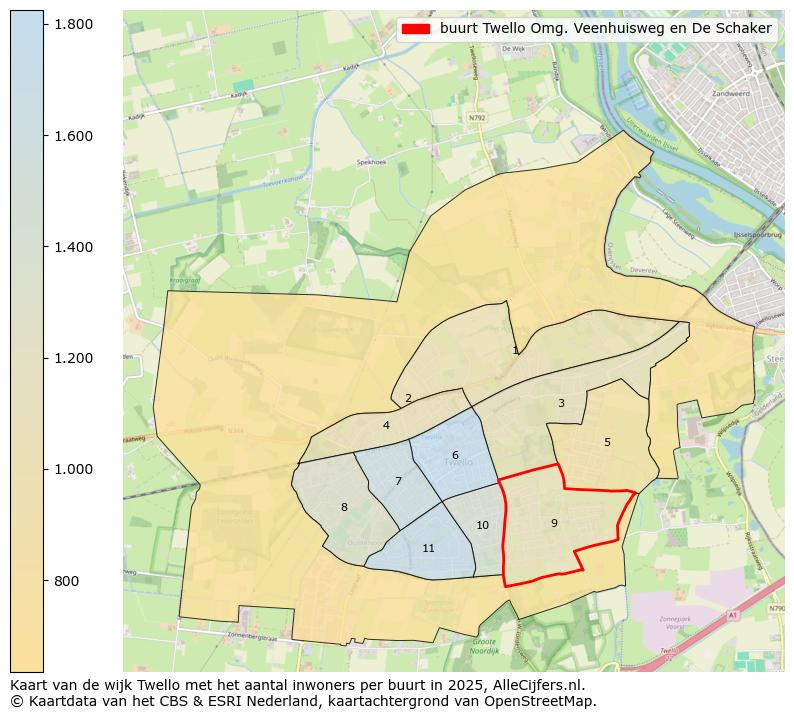 Afbeelding van de buurt Twello Omg. Veenhuisweg en De Schaker op de kaart.