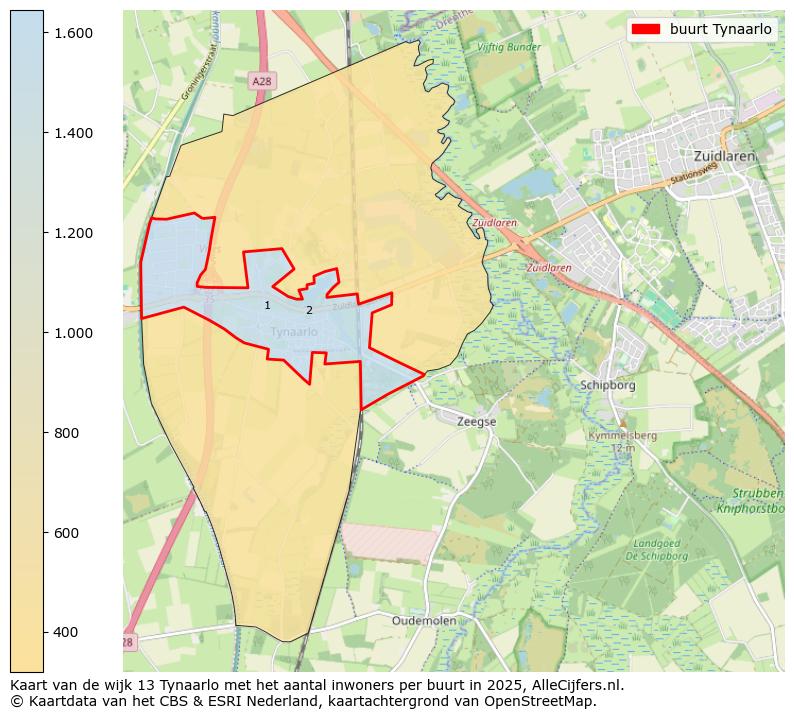 Afbeelding van de buurt Tynaarlo op de kaart.
