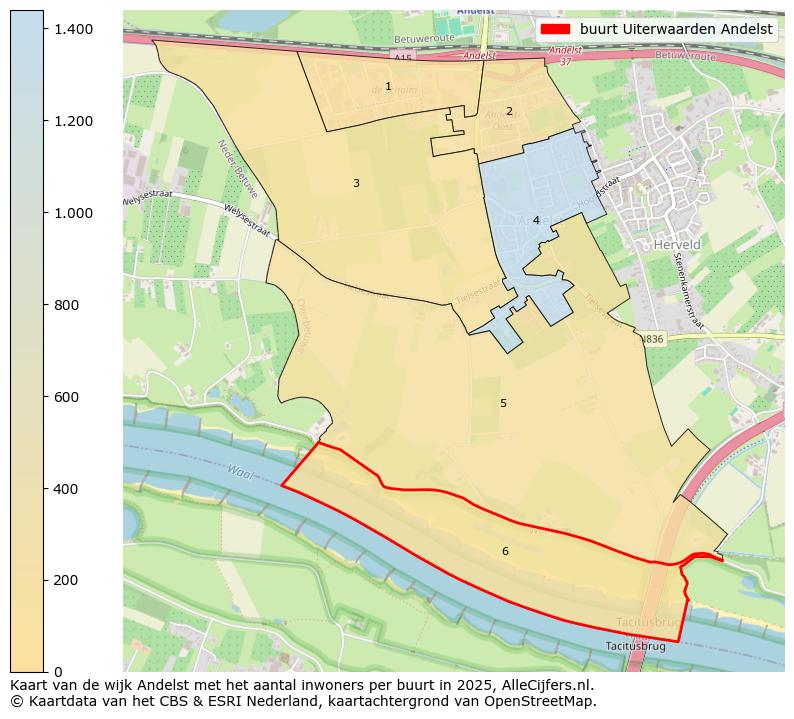 Afbeelding van de buurt Uiterwaarden Andelst op de kaart.