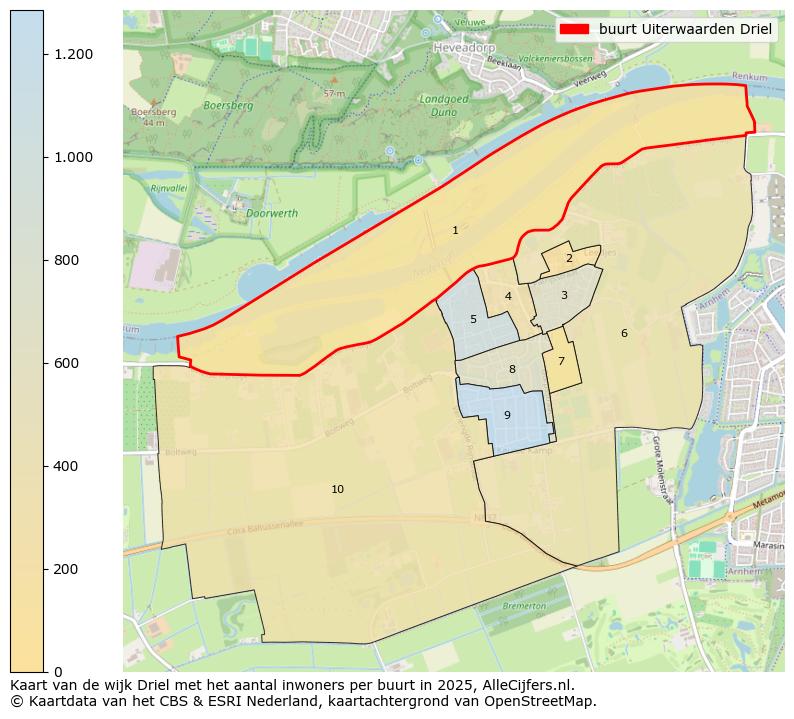 Afbeelding van de buurt Uiterwaarden Driel op de kaart.
