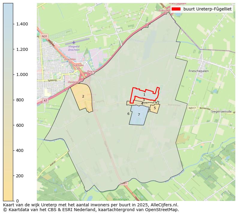 Afbeelding van de buurt Ureterp-Fûgelliet op de kaart.