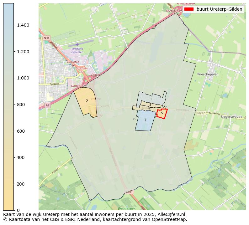 Afbeelding van de buurt Ureterp-Gilden op de kaart.