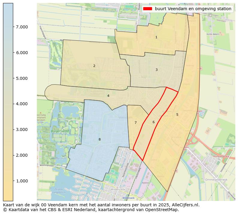 Afbeelding van de buurt Veendam en omgeving station op de kaart.