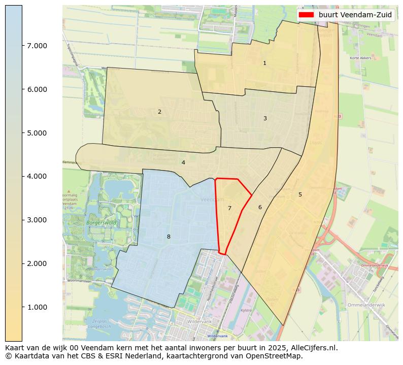 Afbeelding van de buurt Veendam-Zuid op de kaart.