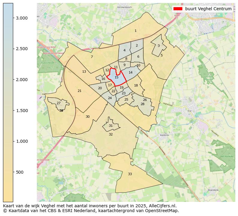 Afbeelding van de buurt Veghel Centrum op de kaart.
