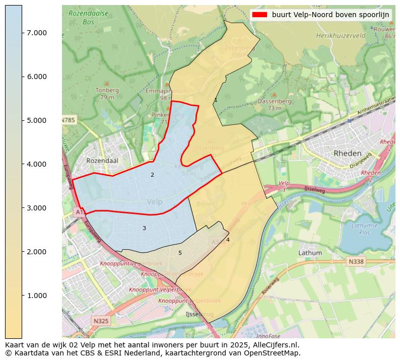 Afbeelding van de buurt Velp-Noord boven spoorlijn op de kaart.