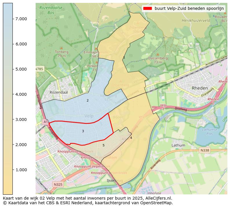 Afbeelding van de buurt Velp-Zuid beneden spoorlijn op de kaart.