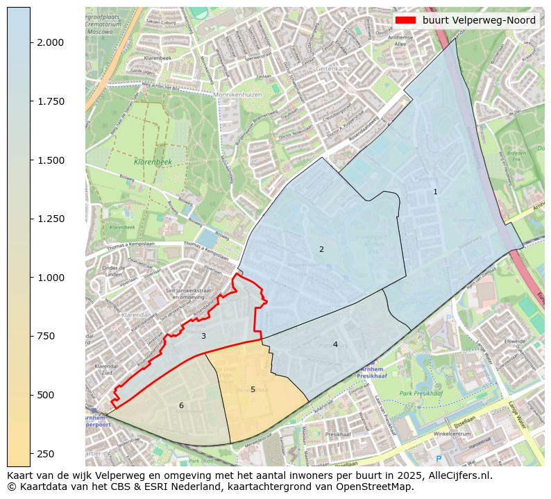 Afbeelding van de buurt Velperweg-Noord op de kaart.