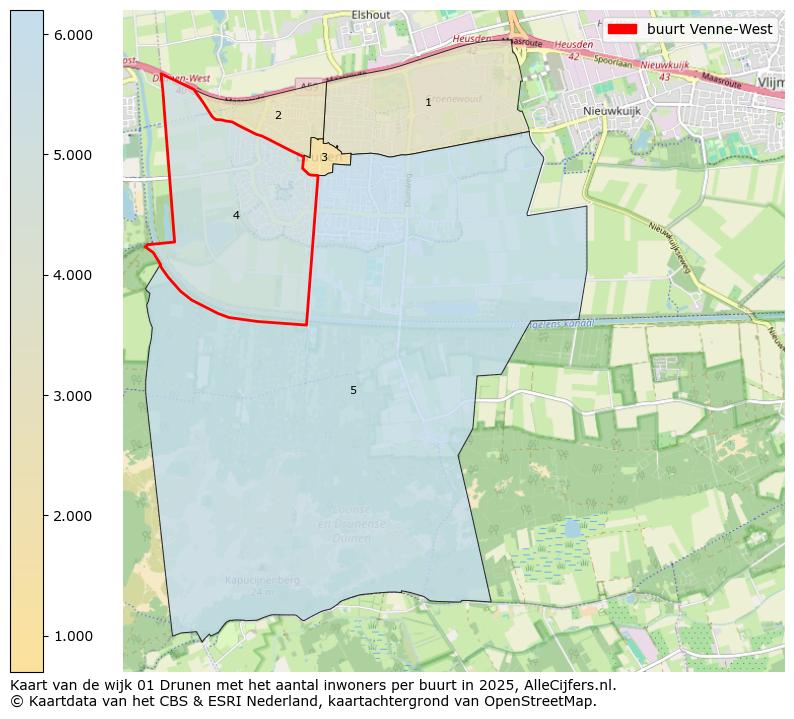 Afbeelding van de buurt Venne-West op de kaart.