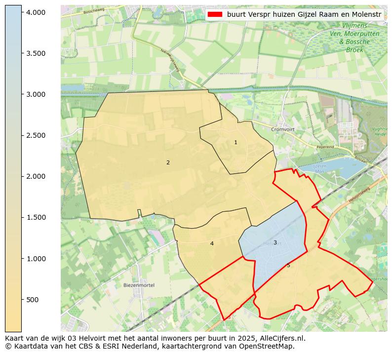 Afbeelding van de buurt Verspr huizen Gijzel Raam en Molenstr op de kaart.