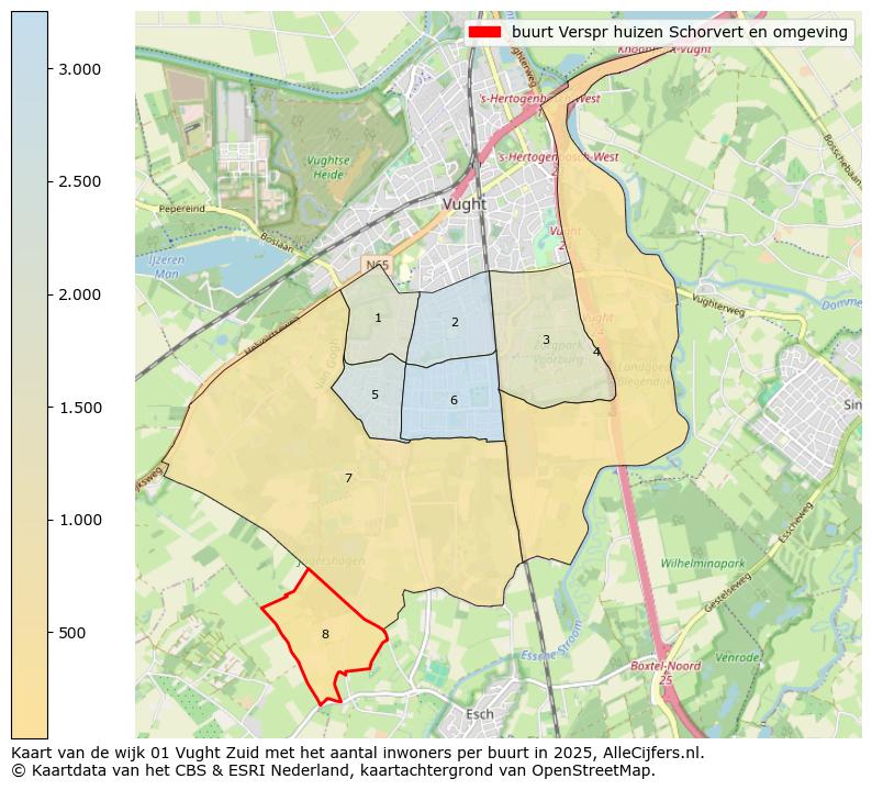 Afbeelding van de buurt Verspr huizen Schorvert en omgeving op de kaart.
