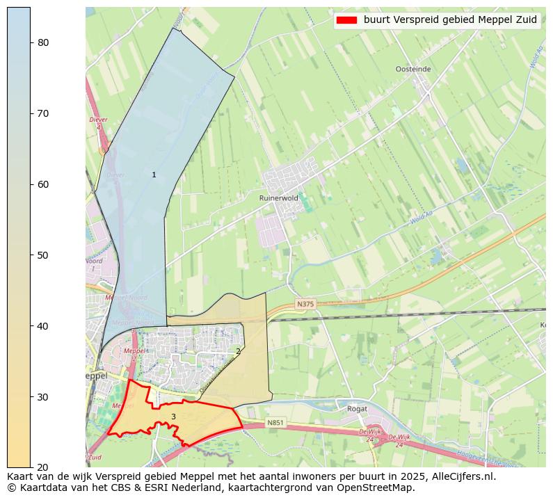 Afbeelding van de buurt Verspreid gebied Meppel Zuid op de kaart.