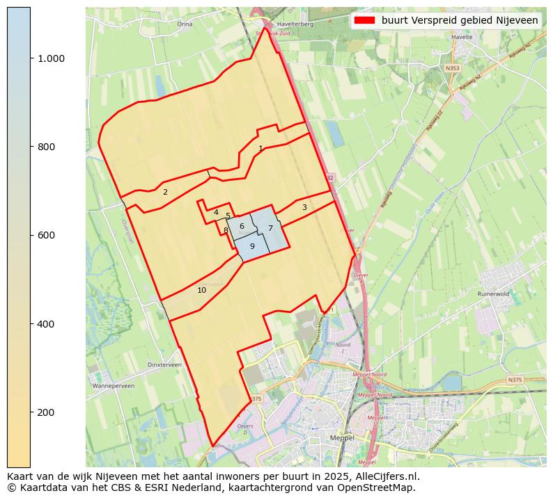 Afbeelding van de buurt Verspreid gebied Nijeveen op de kaart.