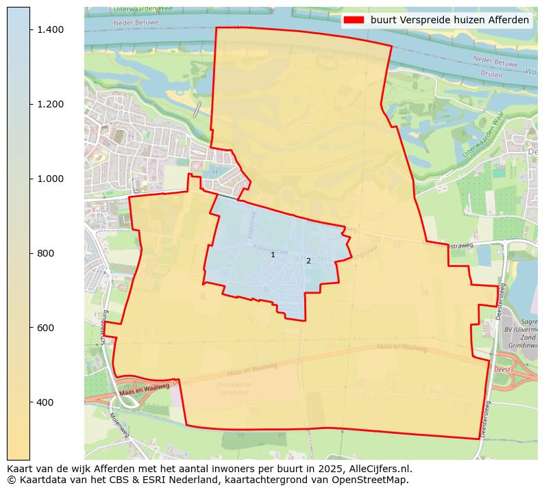 Afbeelding van de buurt Verspreide huizen Afferden op de kaart.