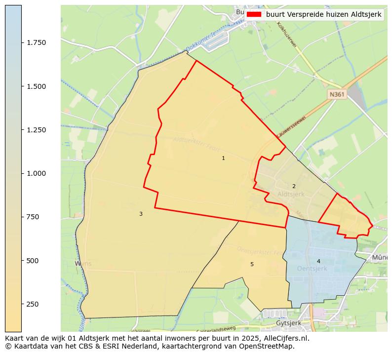 Afbeelding van de buurt Verspreide huizen Aldtsjerk op de kaart.