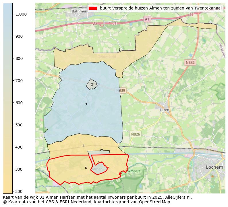 Afbeelding van de buurt Verspreide huizen Almen ten zuiden van Twentekanaal op de kaart.