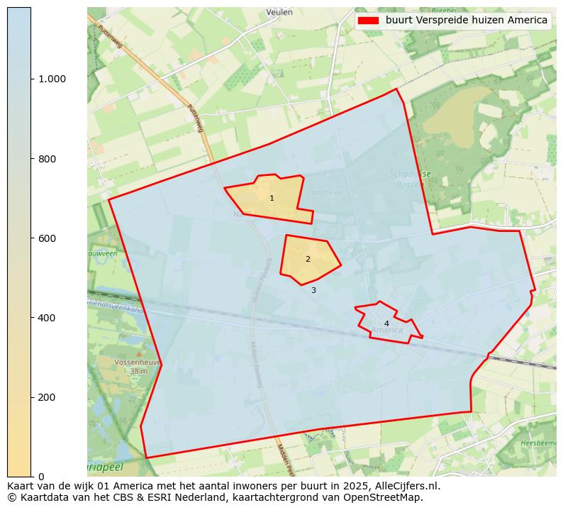 Afbeelding van de buurt Verspreide huizen America op de kaart.