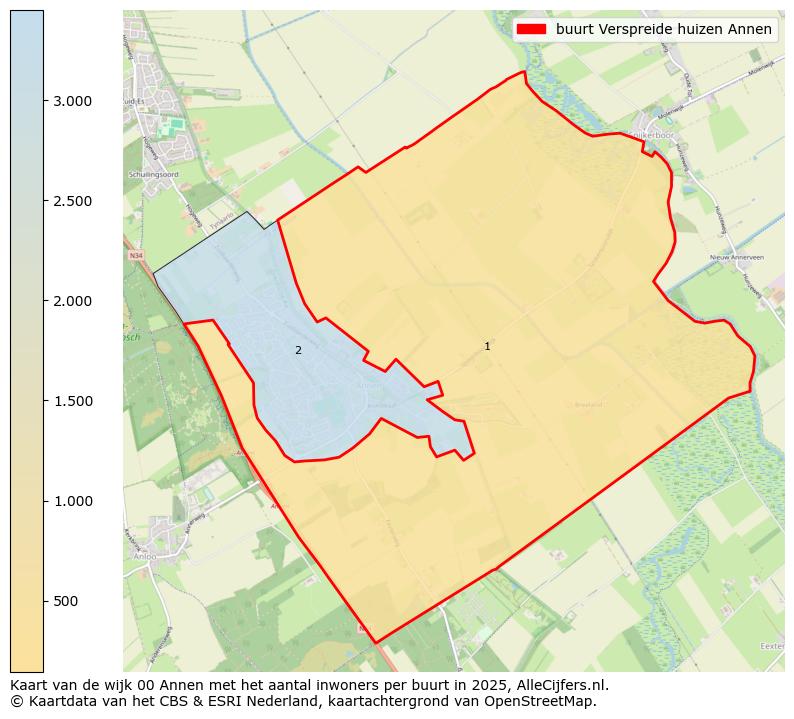 Afbeelding van de buurt Verspreide huizen Annen op de kaart.