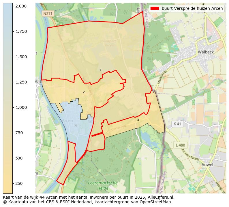 Afbeelding van de buurt Verspreide huizen Arcen op de kaart.