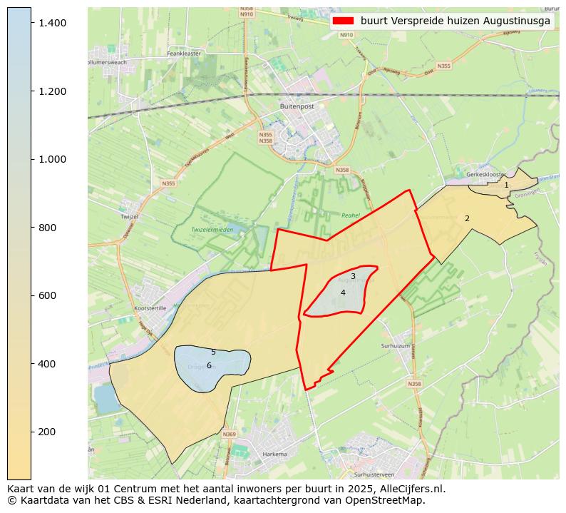 Afbeelding van de buurt Verspreide huizen Augustinusga op de kaart.