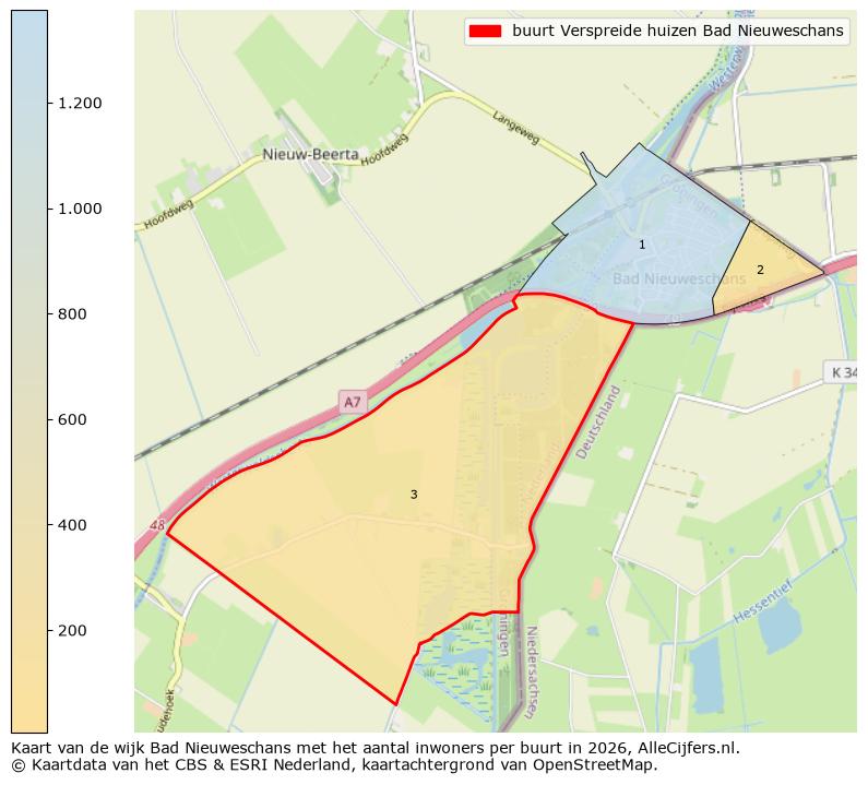 Afbeelding van de buurt Verspreide huizen Bad Nieuweschans op de kaart.