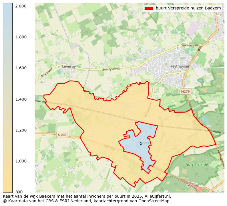 Afbeelding van de buurt Verspreide huizen Baexem op de kaart.