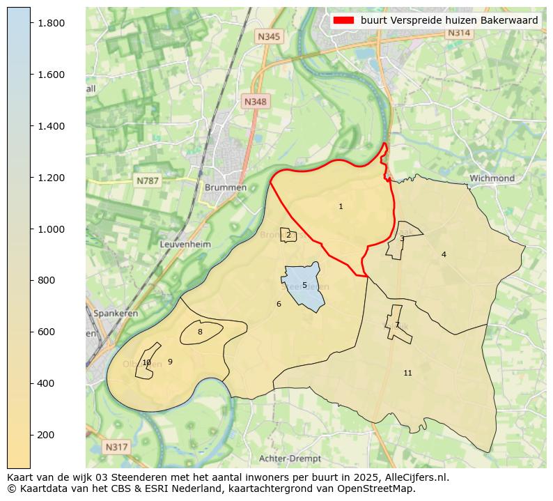 Afbeelding van de buurt Verspreide huizen Bakerwaard op de kaart.
